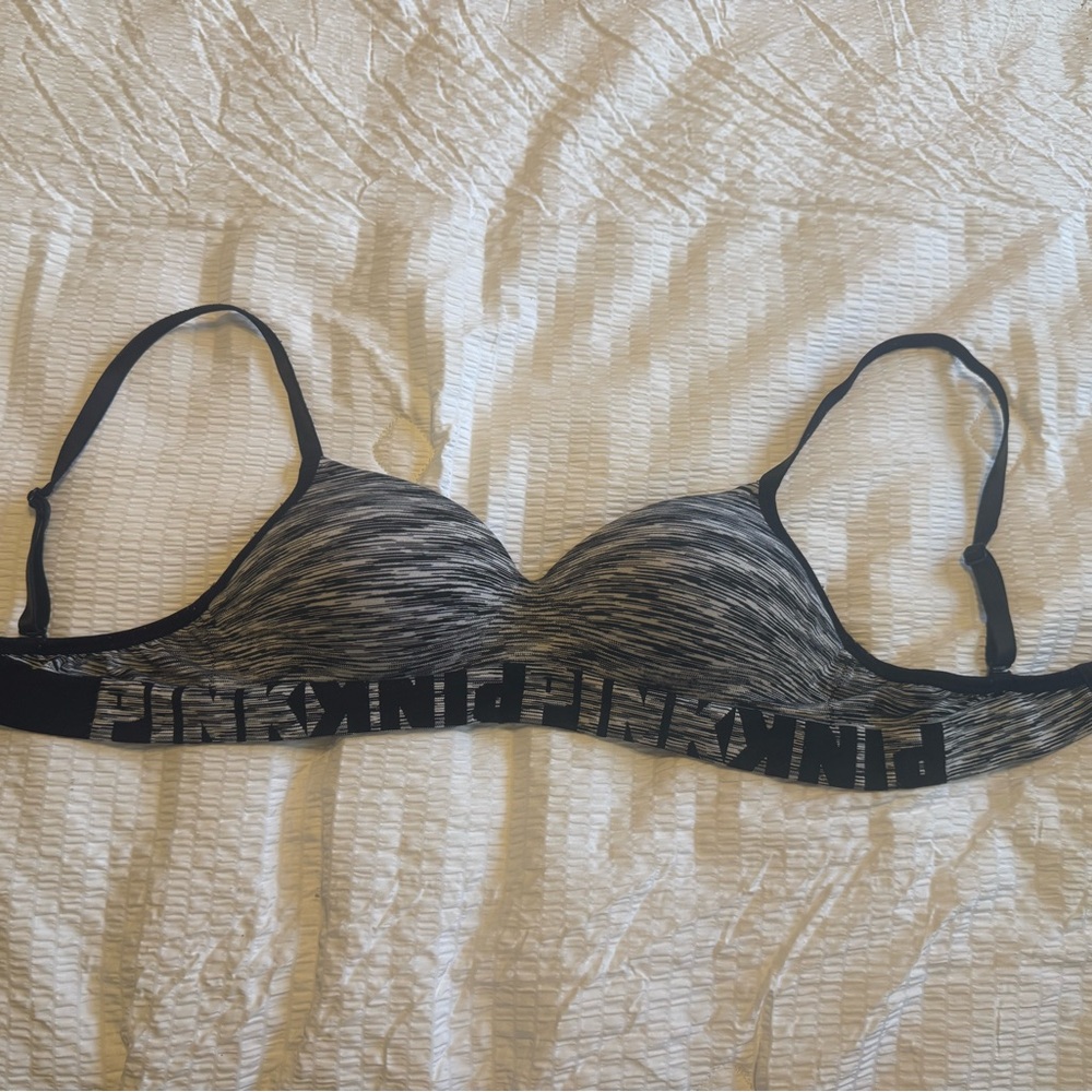 PINK Victoria's Secret Black and Gray Seamless Bralette
